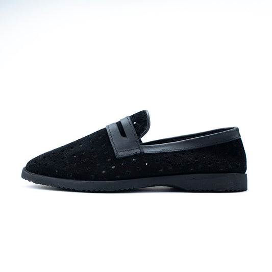 Perforated Suede Loafers